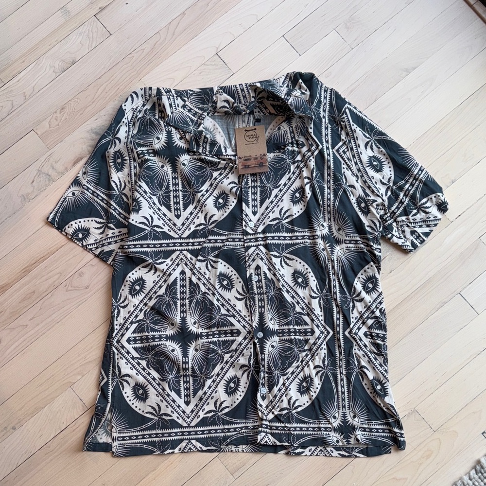Black and White Casual Button Down Shirt
